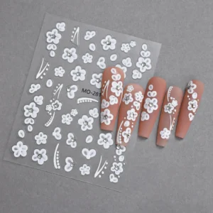 Nail Art Stickers - 3D White Flowers (MO-281)